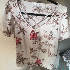 Women's Floral Tie-Front Top